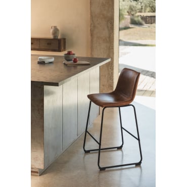 Hoge Kruk Bekleed Met Kunstleer Ody Style Kameel Vintage & ↑65 Cm - Sklum