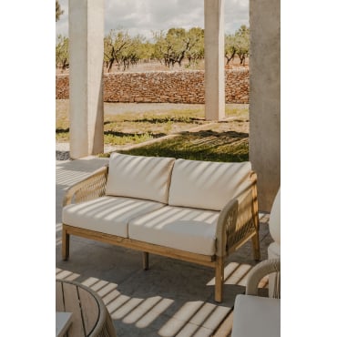 2-zits Tuinbank In Acaciahout Dubai Gardenia Wit & Rustiek Acaciabruin - Sklum