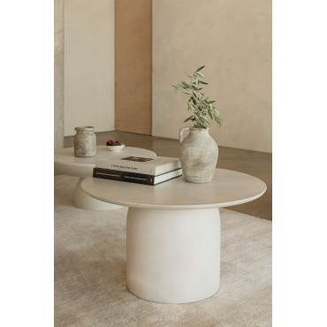 Ronde Salontafel In Cement (ø75 Cm) Layana Grijsachtig Wit - Sklum