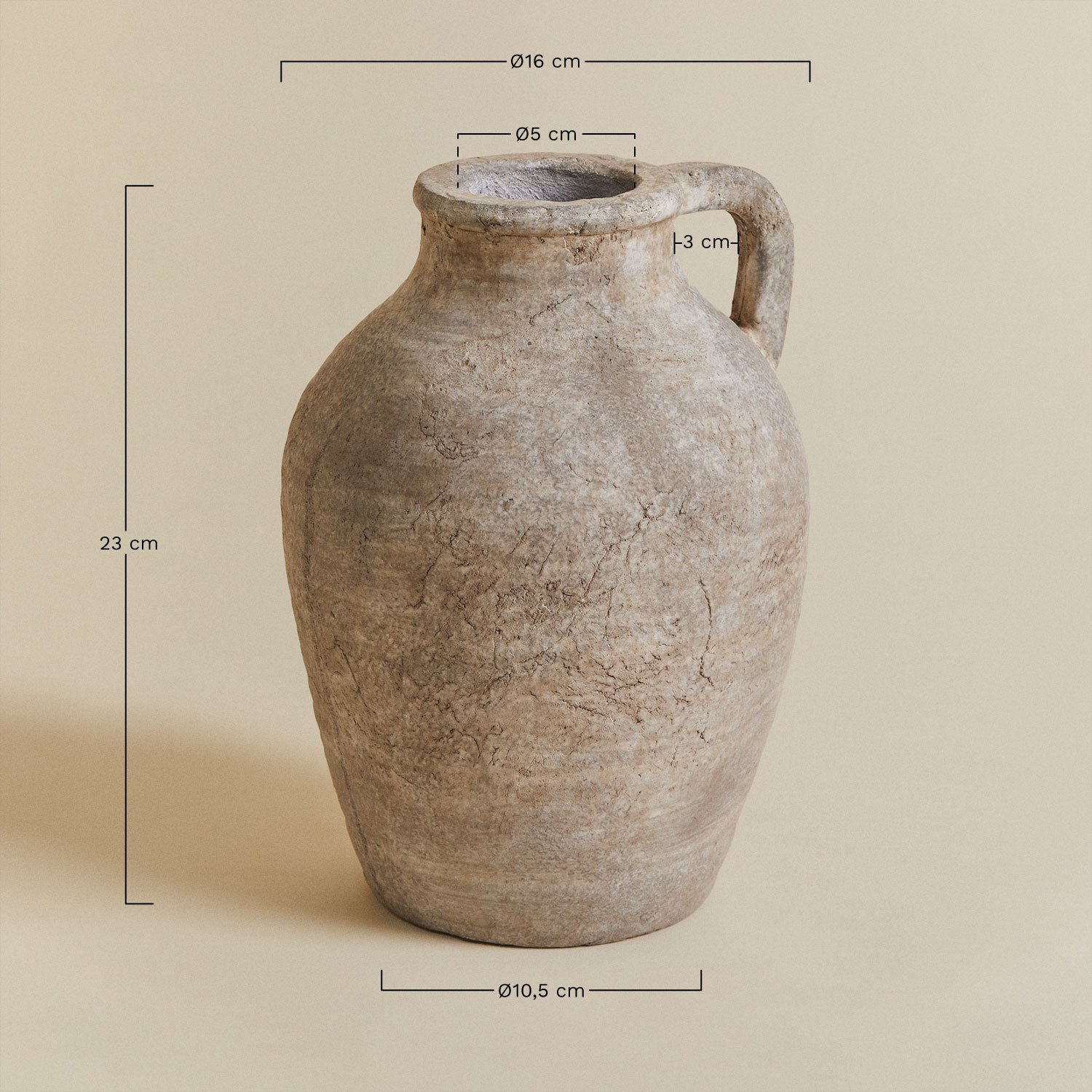 Terracotta vaas met Agnon-handvat , AFMETINGEN