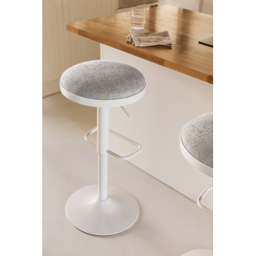 Set Van 2 Verstelbare Hoge Krukken In Metaal En Igarasi-stof Wit - Grijs – Koel - Sklum