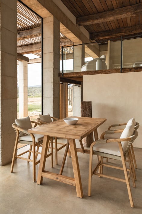 Rechthoekige hoge tafel 160x90 cm van acaciahout Dubai