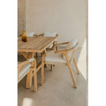 Set Van 2 Eetkamerstoelen Met Armleuningen Van Acaciahout Dubai Gardenia Wit & Rustiek Acaciabruin - Sklum