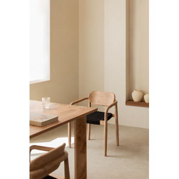Set Van 4 Eetkamerstoelen Met Houten Armleuningen Naele Zwart - Sklum