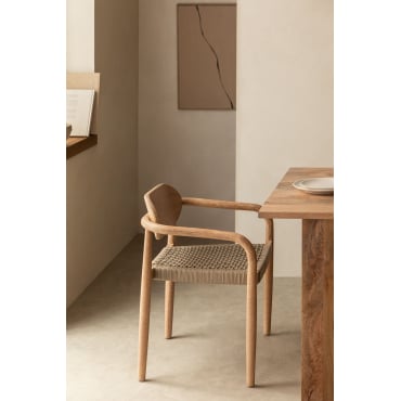 Set Van 4 Eetkamerstoelen Met Houten Armleuningen Naele Bruin - Tarwe - Sklum