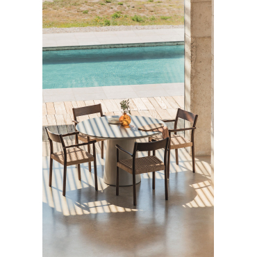 Ronde Eettafel Ø120 Cm In Cement Noemi Zand Grijs - Sklum