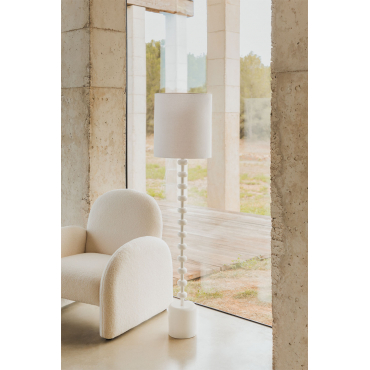 Linnen Vloerlamp Alieta Gardenia Wit - Sklum