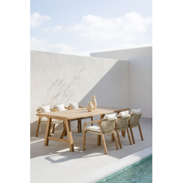 Tuin Tafel Rechthoekig 260x100 Cm In Acaciahout Dubai Rustiek Acaciabruin - Sklum