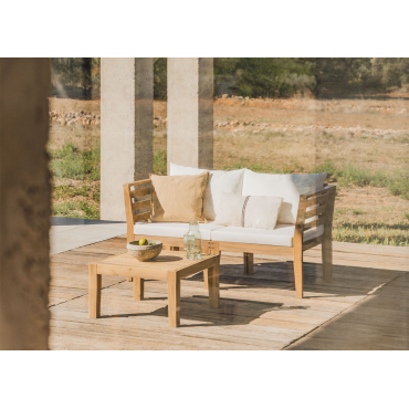 Tuinset Bestaande Uit 2-delige Modulaire Bank Met Armleuningen En Filips Salontafel Gardenia Wit - Sklum