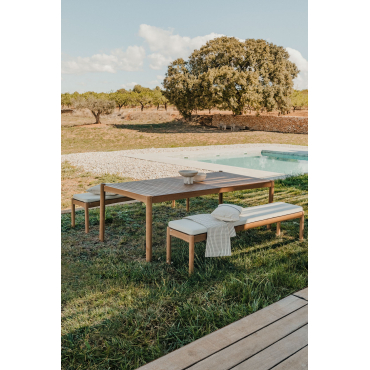 Rechthoekige Tafelset (200x100 Cm) En 2 Tuinbanken In Aderyn Eucalyptushout Natuurlijk Hout - Sklum