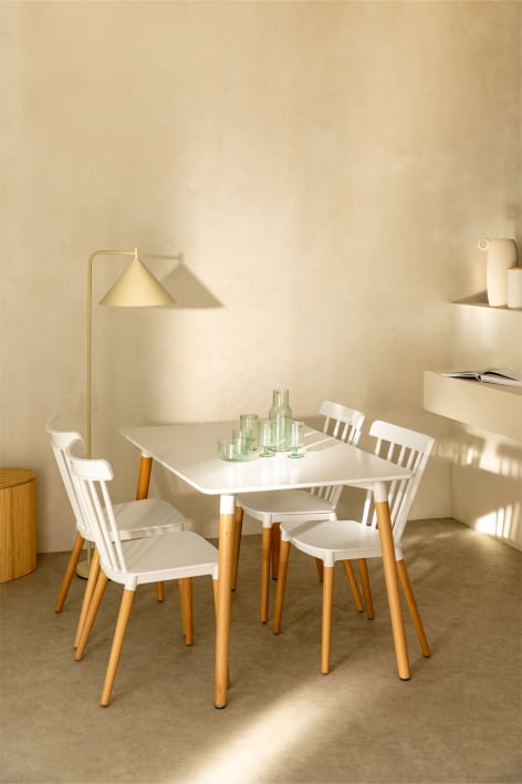 Rechthoekige eettafel 120x80 cm van beukenhout en MDF Royal