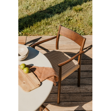 Set Van 2 Tuinstoelen Van Eikenhout En Gevlochten Mara-touw Donker Hout - Sklum