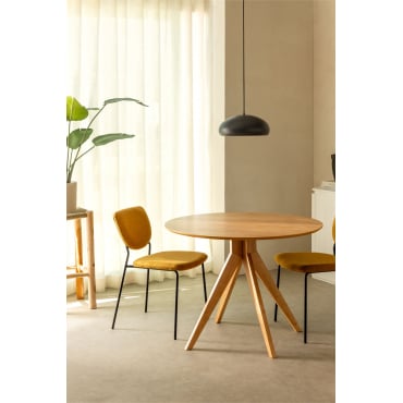 Ronde Eettafel Ø100 Cm In Hout Sekiz Natuurlijk Hout - Sklum