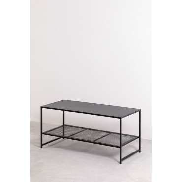 Rechthoekige Stalen Salontafel (100x40 Cm) Thura Zwarte Koolstof - Sklum