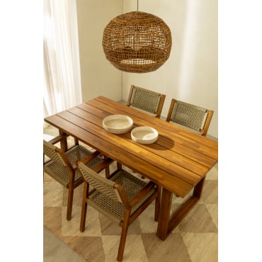 Rechthoekige Eettafel In Acaciahout (180x90 Cm) Saveria Acacia Bruin - Sklum