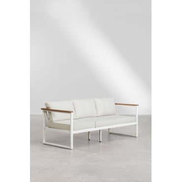 3-zits Tuinbank Van Aluminium En Lipov Acaciahout Gardenia Wit - Sklum