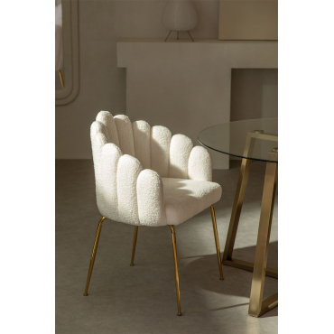 Set Van 2 Chenille Eetkamerstoelen Markina White - Sklum