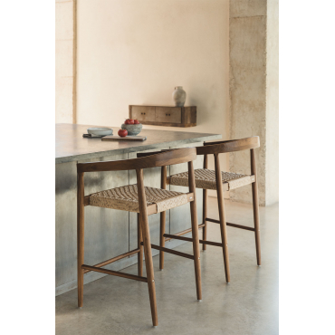 Set Van 2 Hoge Teakhouten Krukjes (66 Cm) Visby Teakhout - Sklum