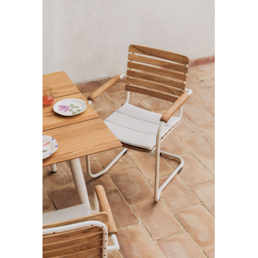 Tuinstoel Met Armleuningen Van Teakhout En Aluminium Lowel Gardenia Wit - Sklum