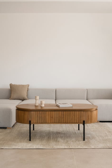 Ovalen salontafel 130x65 cm van mangohout Analis - Natuurlijk Hout