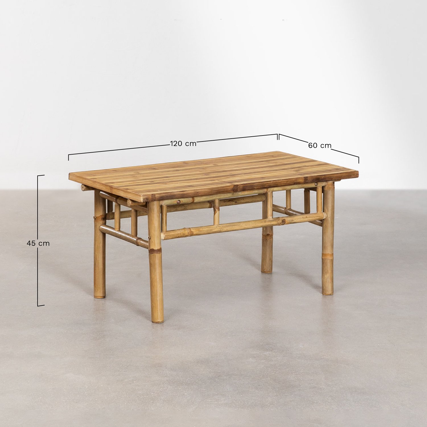 Tuinset met 3-zitsbank en salontafel 120x60cm in Livayna bamboe , AFMETINGEN