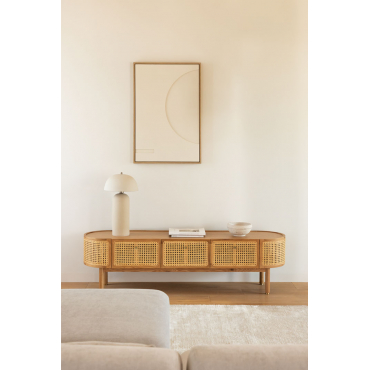 Tv-meubel 175x45 Cm In Rotan En Hout Edwina Natuurlijk Hout - Sklum