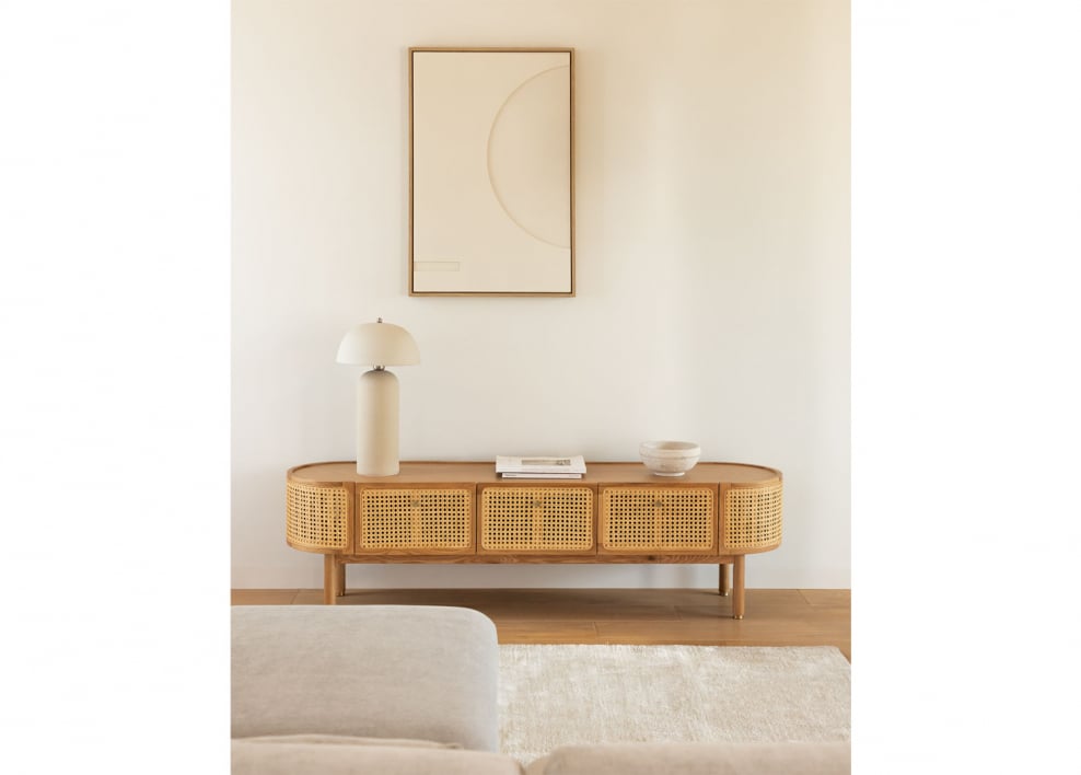 TV-meubel 175x45 cm in rotan en hout Edwina