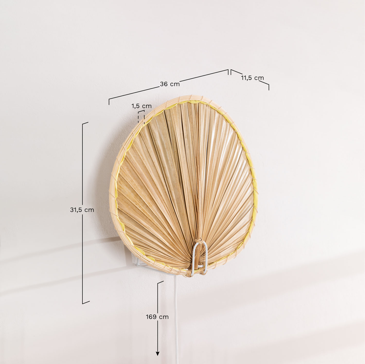 Kilda Style buitenwandlamp van bamboe, AFMETINGEN