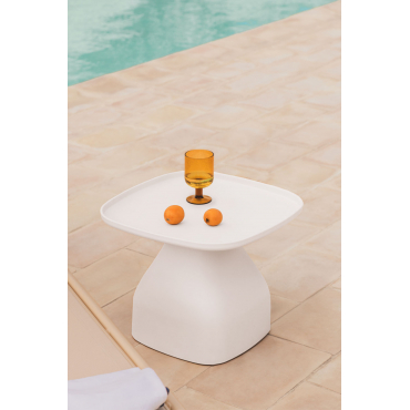 Vierkante Bijzettafel Voor De Tuin 50x50 Cm Van Polypropyleen Jubarri Gardenia Wit & ↑38 Cm - Sklum