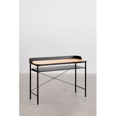 Bureau In Mdf En Metaal Kerobert Zwart – Natuurlijk Hout - Sklum
