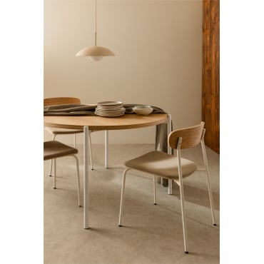 Ronde Eettafel In Hout En Metaal (ø120 Cm) Galite Gardenia Wit - Sklum