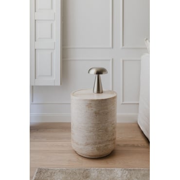 Ronde Bijzettafel Ø35 Cm In Travertin-look Cement Darwys Look Travertino - Sklum