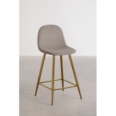 Set Van 2 Hoge Krukken Van Glamm-fluweel Grijs – Taupe & ↑65 Cm & Goud - Sklum
