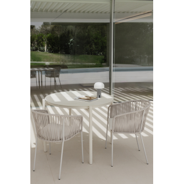 Ronde Tuintafel Ø110 Cm In Aluminium Elton Gardenia Wit - Sklum