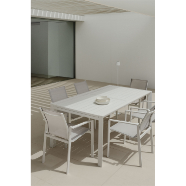 Rechthoekige Tuintafel 180-240x100 Cm Uitschuifbaar In Aluminium Starmi Gardenia Wit - Sklum
