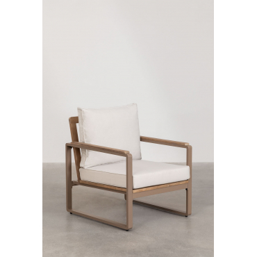 Giselle Fauteuil Van Aluminium En Acaciahout Grijs – Taupe - Sklum