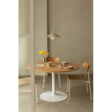 Ronde Eettafel In Mdf En Metaal Yvetta Eikenhout & Ø120 Cm & Wit - Sklum