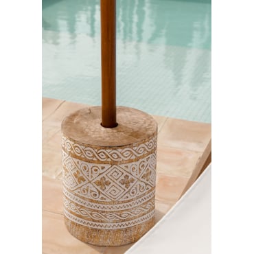 Parasolvoet In Hout Ainsa Vintage Wit Hout - Sklum
