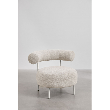 Arieta Fauteuil In Bouclé Stof Uit Witte Bouclé Stof - Sklum