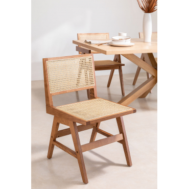 Set Van 2 Eetkamerstoelen In Essenhout En Rotan Lali Ash Brown - Sklum