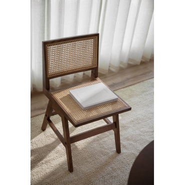 Set Van 4 Eetkamerstoelen In Essenhout En Rotan Lali Donker Hout - Sklum
