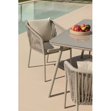 Arhiza Classic Tuinstoel Met Aluminium Armleuningen En Gevlochten Touw Groen – Khaki - Sklum