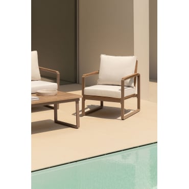 Tuinfauteuil Van Aluminium En Acaciahout Giselle Grijs – Taupe - Sklum