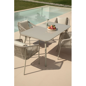 Rechthoekige Tuintafel 160x90 Cm In Glas En Aluminium Arhiza Groen – Khaki - Sklum