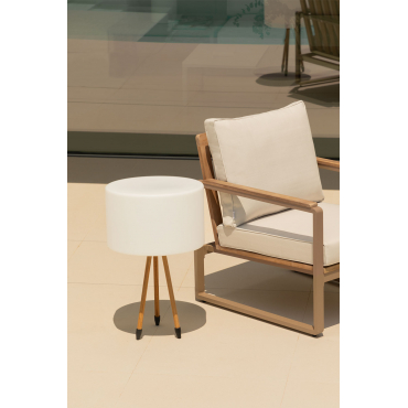 Buiten Tafellamp Kambel Wit – Natuurlijk Hout - Sklum