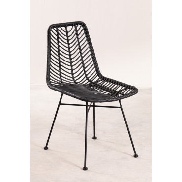 Set Van 4 Tuinstoelen In Synthetisch Rotan Gouda Colors Zwart & Zwart - Sklum