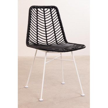 Set Van 4 Tuinstoelen In Synthetisch Rotan Gouda Colors Zwart & Wit - Sklum