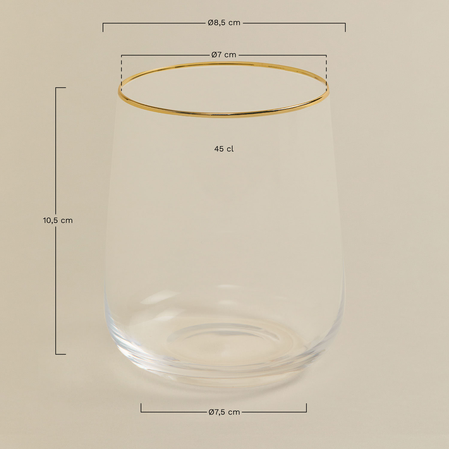Pak van 4 glazen glazen 45 cl Olaya, AFMETINGEN