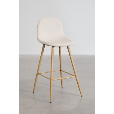 Set Van 2 Hoge Krukken Van Glamm-corduroy Beige – Linnen & ↑75 Cm & Natuurlijk Hout - Sklum