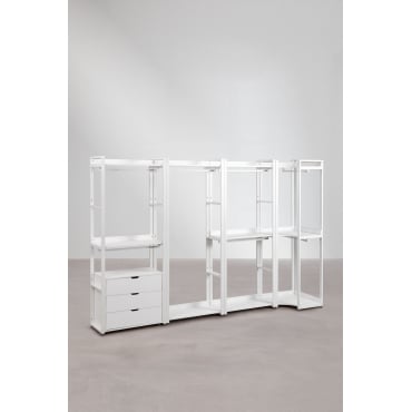 Open Modulaire Hoekkast Van 4 Stuks In Staal En Hout Ariaster Wit - Sklum